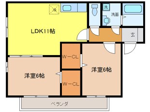 メルベーユ富の原F棟の物件間取画像